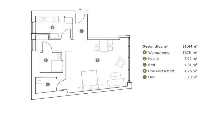 1 Zimmer Wohnung mit 58 m² in Bremen – Bild 1