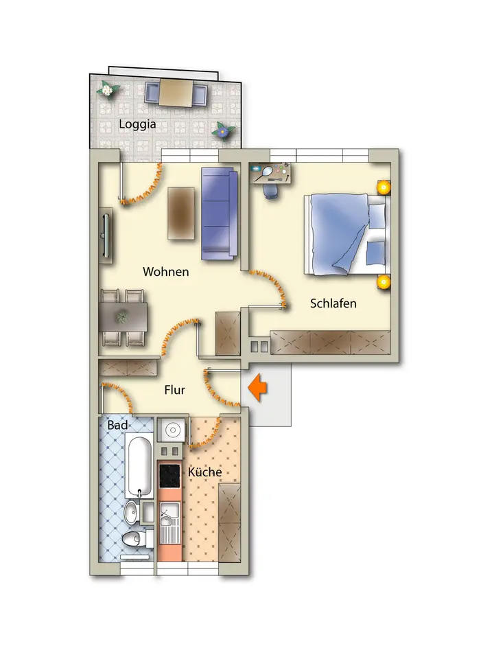 2 Zimmer Wohnung mit 50 m² in Freiberg – Bild 4