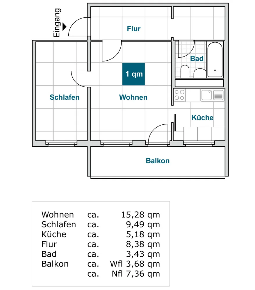 2 Zimmer Wohnung mit 45 m² in Dresden – Bild 3