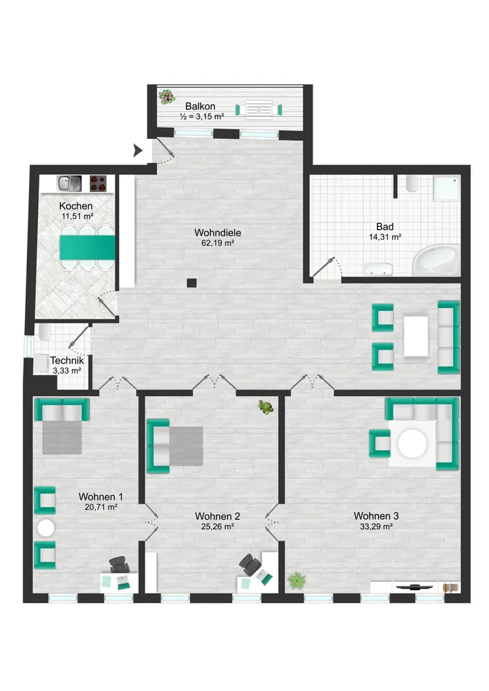 4 Zimmer Wohnung mit 174 m² in Coburg – Bild 9