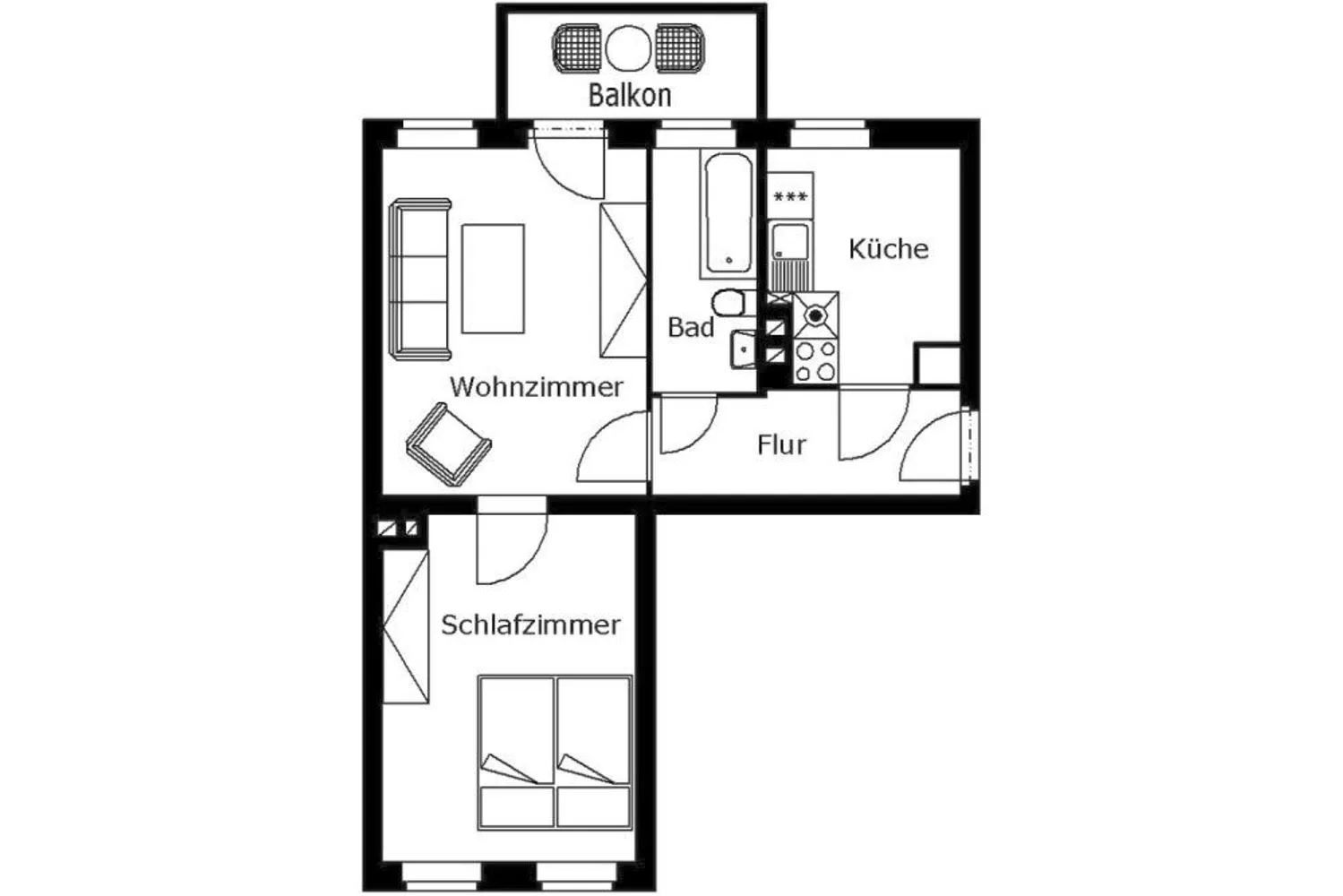 2 Zimmer Wohnung mit 46 m² in Plauen – Bild 2