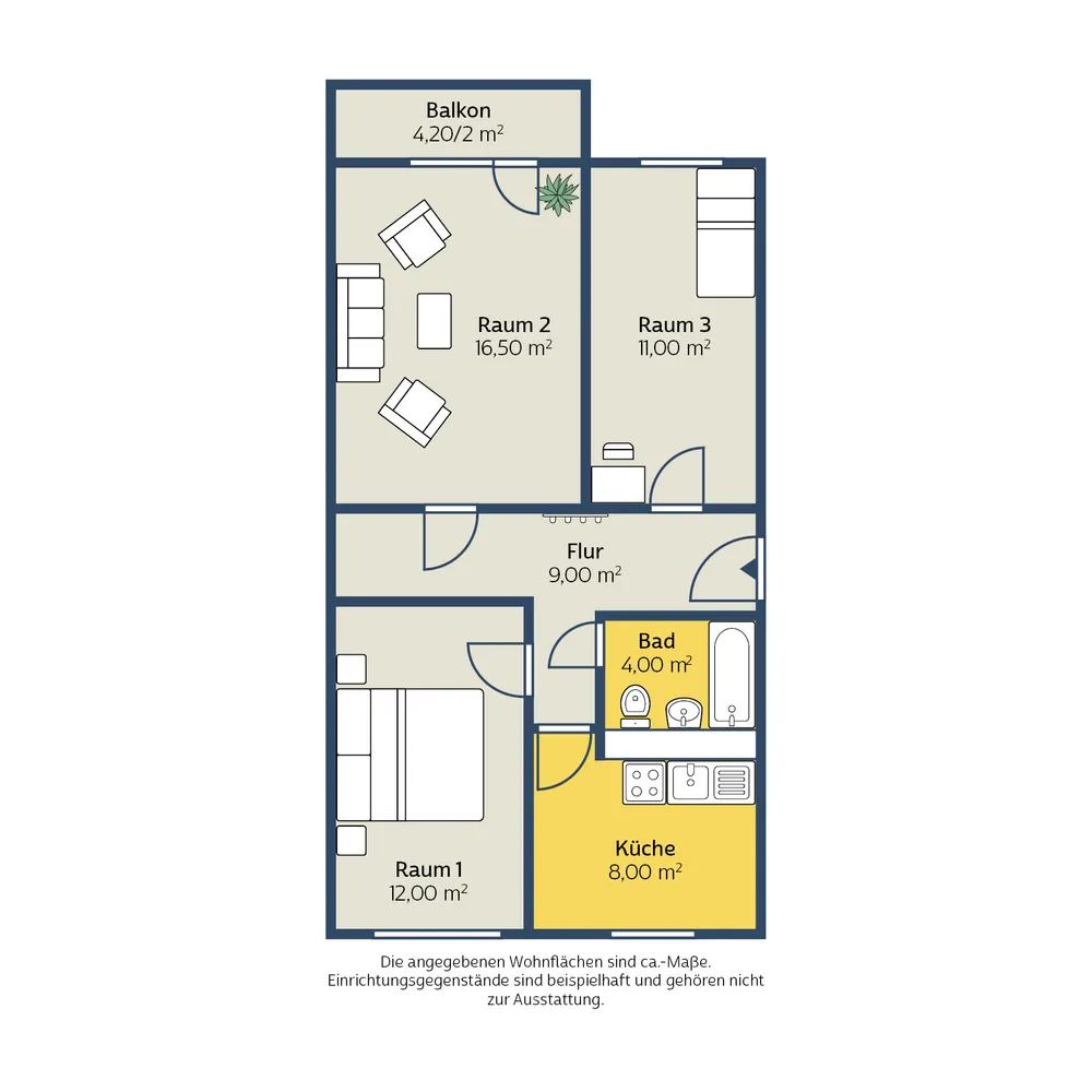 3 Zimmer Wohnung mit 62 m² in Leipzig – Bild 2