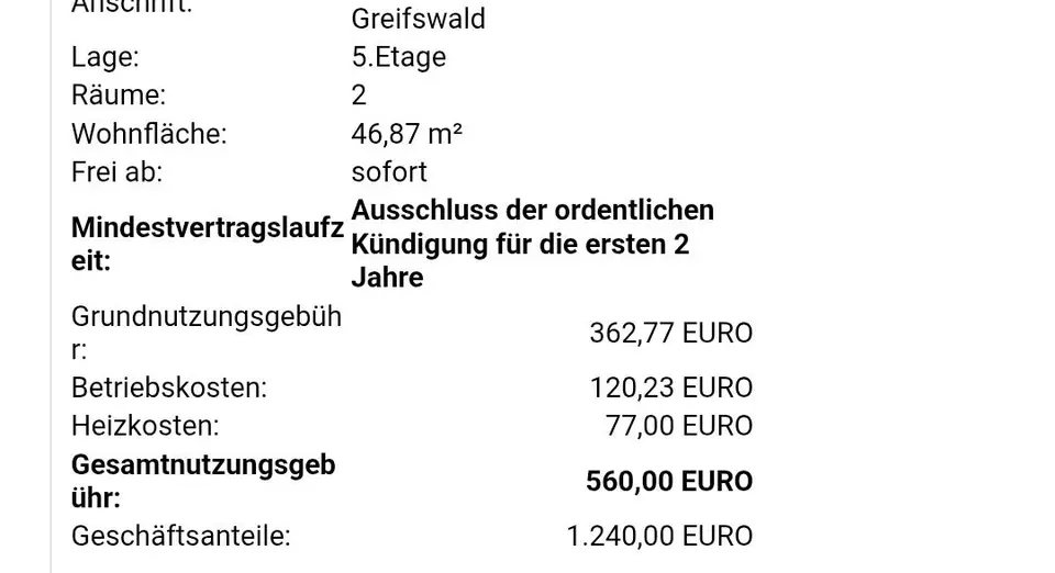 2 Zimmer Wohnung mit 46 m² in Greifswald – Bild 7