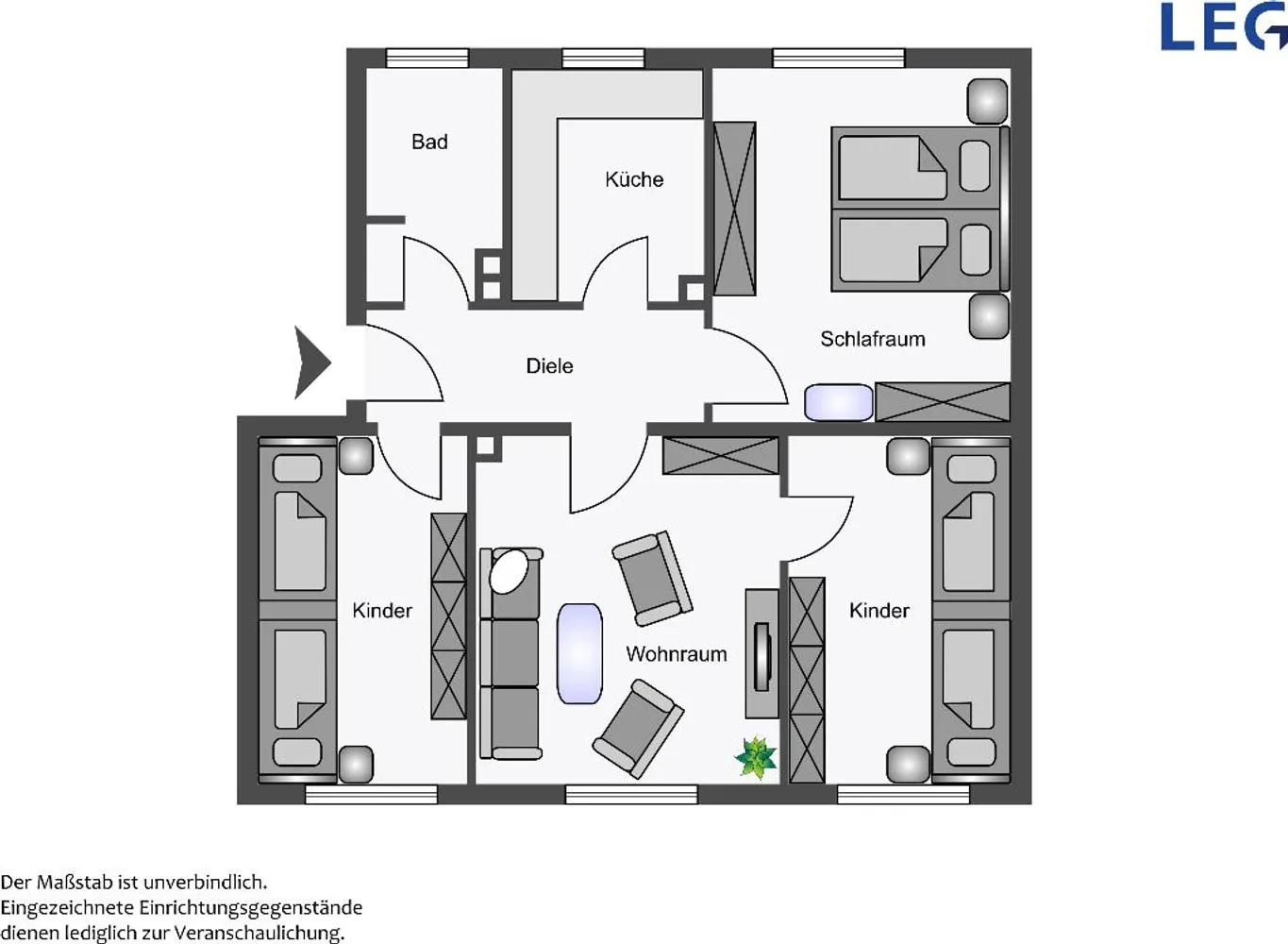 4 Zimmer Wohnung mit 65 m² in Hamm – Bild 2