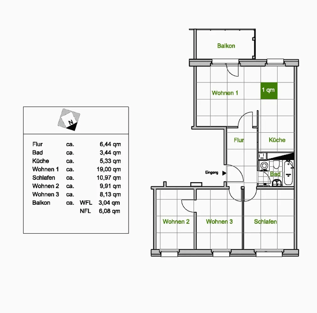4 Zimmer Wohnung mit 65 m² in Dresden – Bild 1