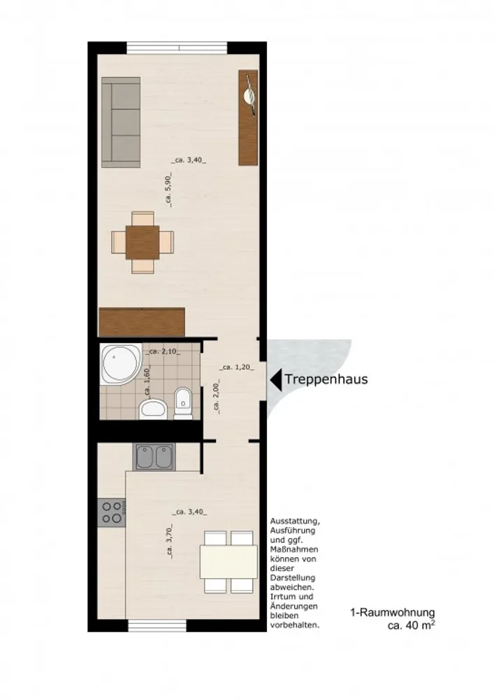 1 Zimmer Wohnung mit 40 m² in Dessau-Roßlau – Bild 2