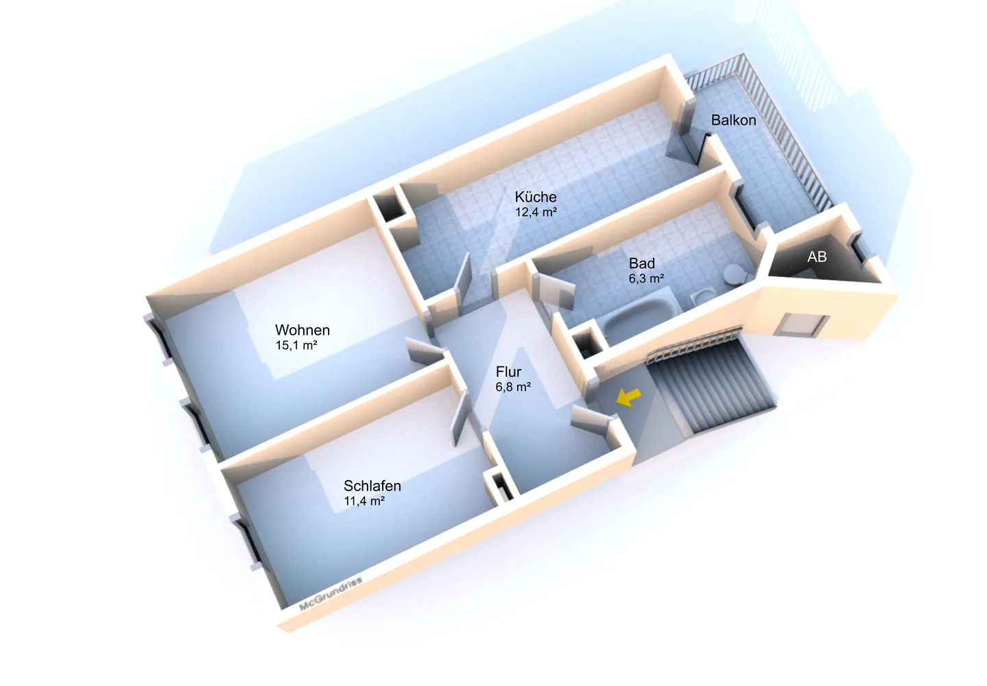 2 Zimmer Wohnung mit 59 m² in Leipzig – Bild 1
