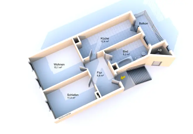 2 Zimmer Wohnung mit 59 m² in Leipzig – Bild 1