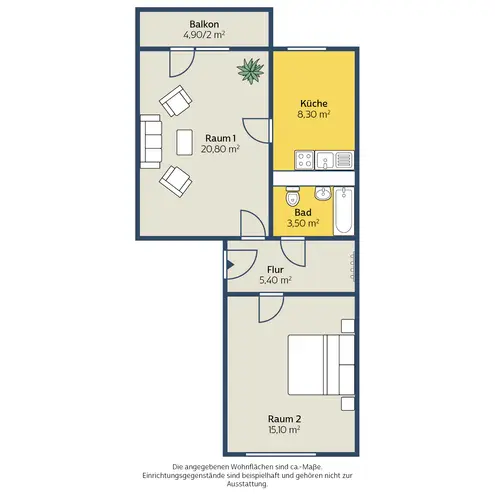 2 Zimmer Wohnung mit 55 m² in Leipzig – Bild 2