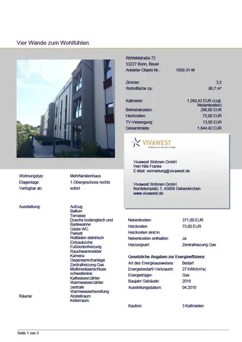 4 Zimmer Wohnung mit 87 m² in Bonn – Bild 1
