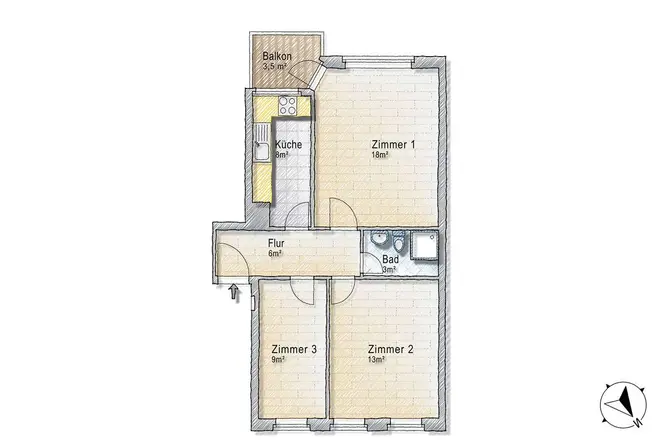 3 Zimmer Wohnung mit 61 m² in Hamburg – Bild 9