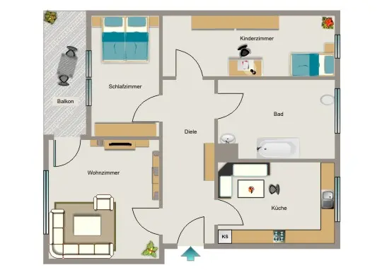 4 Zimmer Wohnung mit 62 m² in Recklinghausen – Bild 2