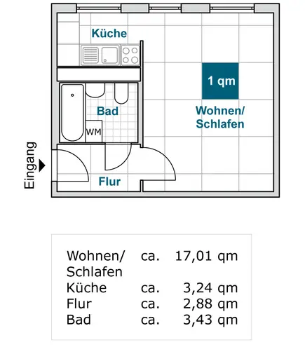 1 Zimmer Wohnung mit 27 m² in Dresden – Bild 2