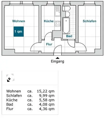 2 Zimmer Wohnung mit 39 m² in Erfurt – Bild 2