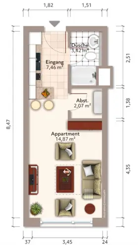 1 Zimmer Wohnung mit 28 m² in Kiel – Bild 9