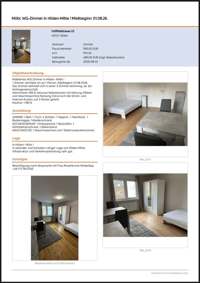 WG-Zimmer mit 18 m² in Düsseldorf – Bild 1