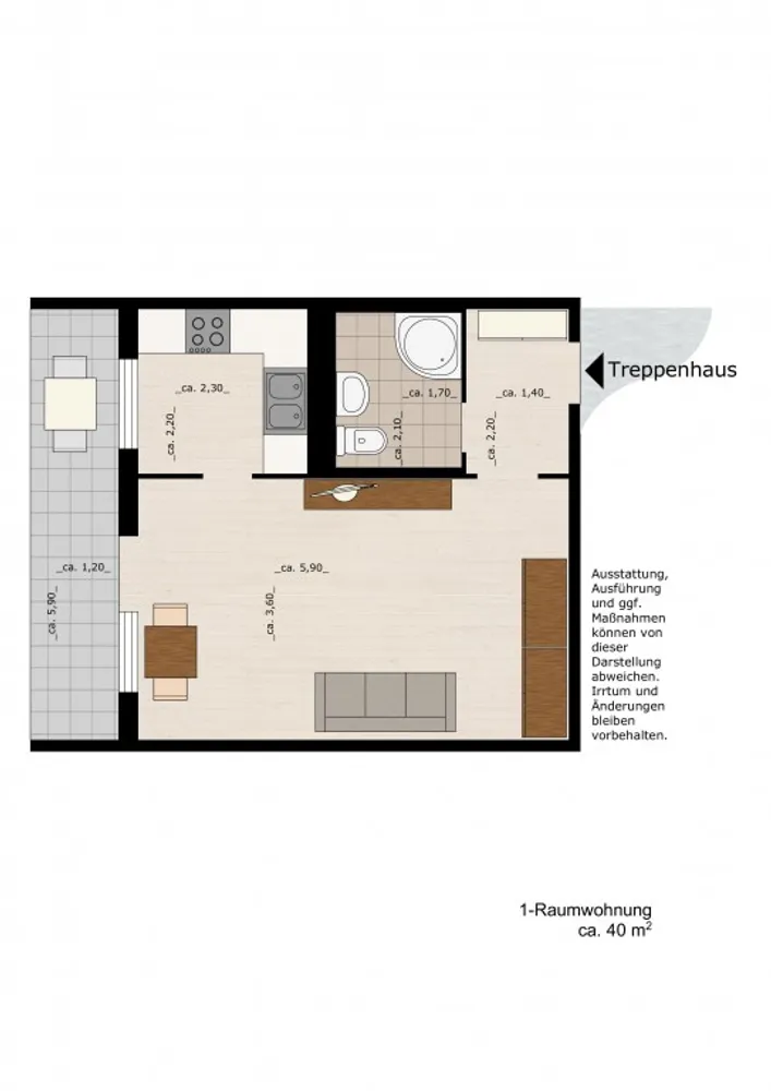 1 Zimmer Wohnung mit 34 m² in Dessau-Roßlau – Bild 2