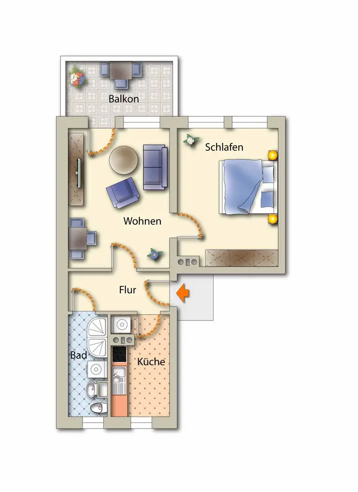 2 Zimmer Wohnung mit 50 m² in Freiberg – Bild 4