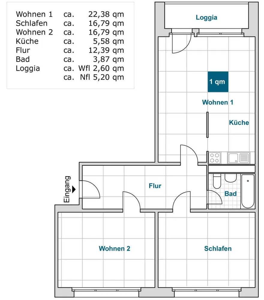 3 Zimmer Wohnung mit 80 m² in Dresden – Bild 1