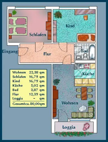 3 Zimmer Wohnung mit 79 m² in Dresden – Bild 2