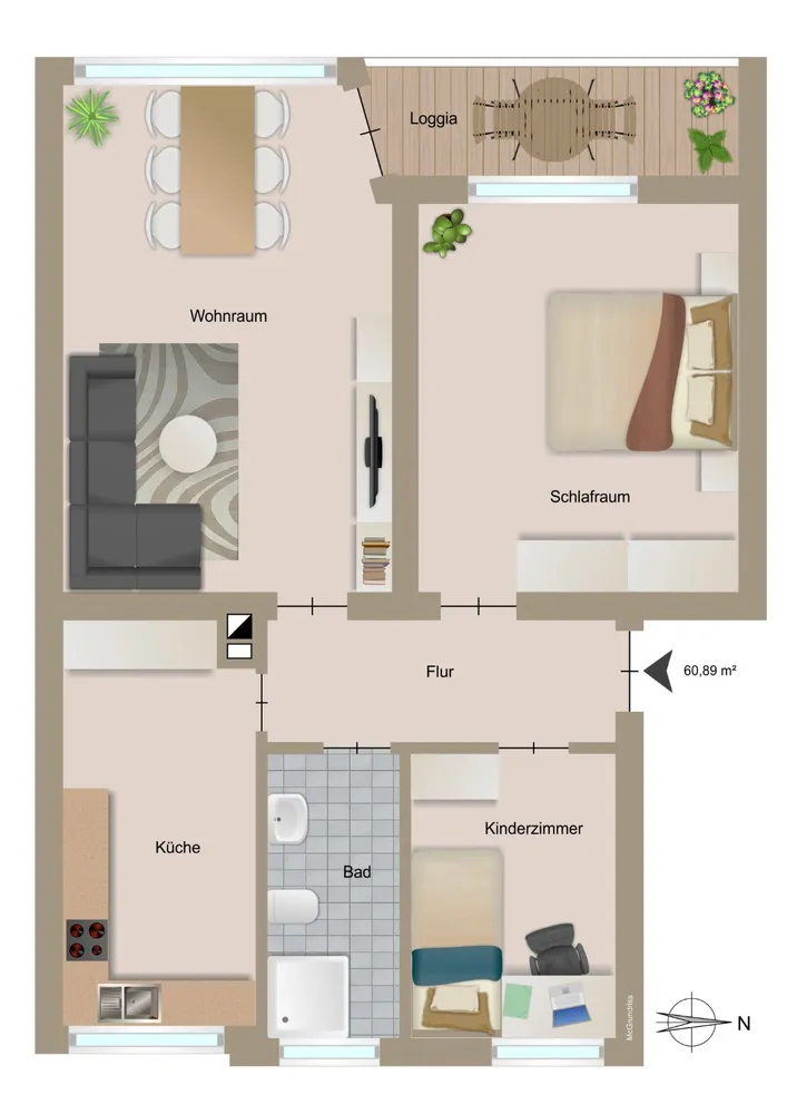 2 Zimmer Wohnung mit 61 m² in Duisburg – Bild 9