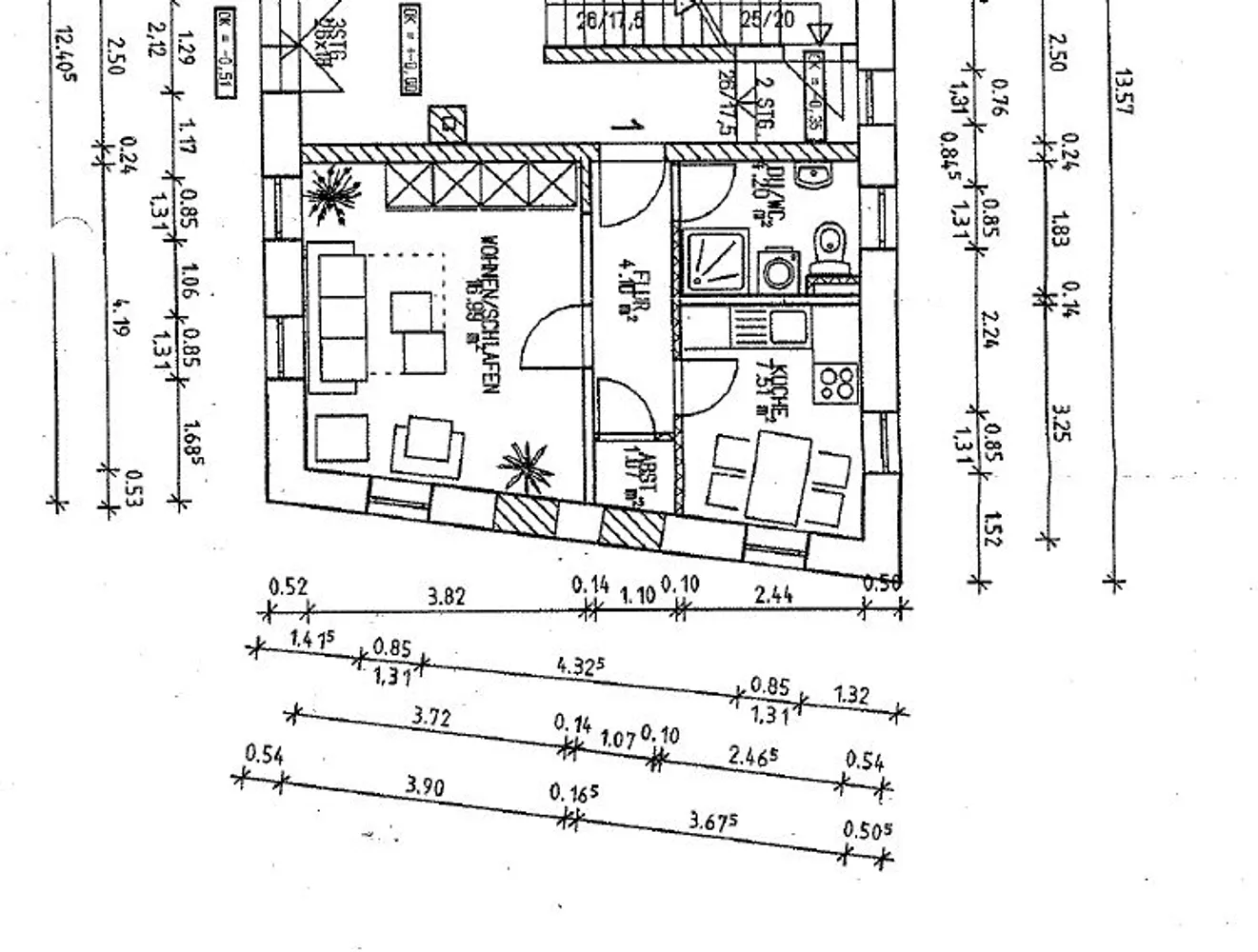 1 Zimmer Wohnung mit 34 m² in Freiberg – Bild 2