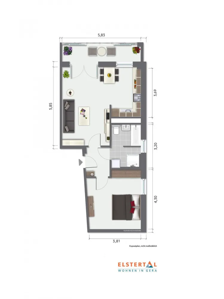 2 Zimmer Wohnung mit 60 m² in Gera – Bild 2