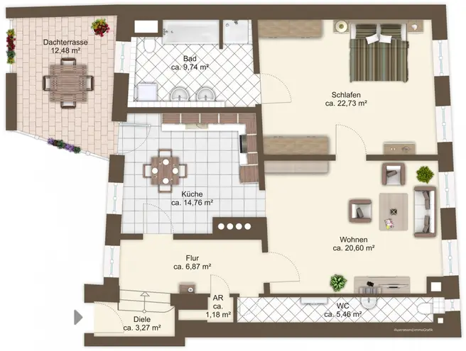 2 Zimmer Wohnung mit 91 m² in Augsburg – Bild 1