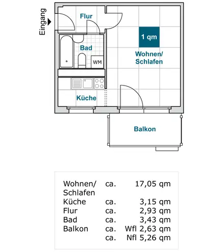 1 Zimmer Wohnung mit 29 m² in Dresden – Bild 3