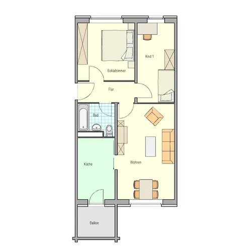 3 Zimmer Wohnung mit 62 m² in Rostock – Bild 2