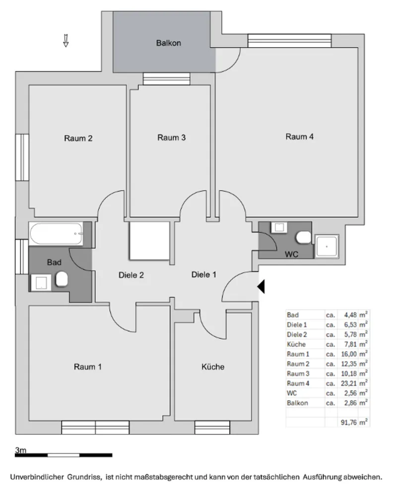 4 Zimmer Wohnung mit 92 m² in Hannover – Bild 1