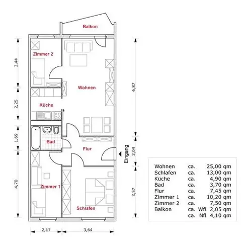 5 Zimmer Wohnung mit 74 m² in Erfurt – Bild 2