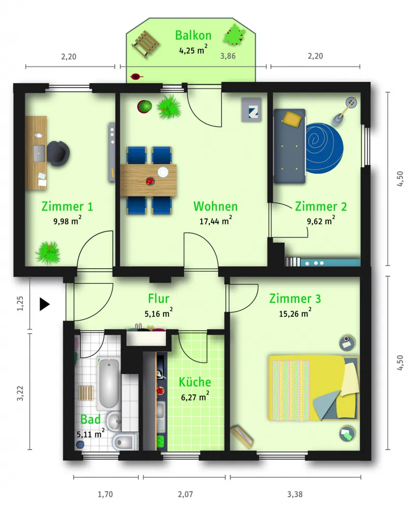 4 Zimmer Wohnung mit 69 m² in Merseburg – Bild 2