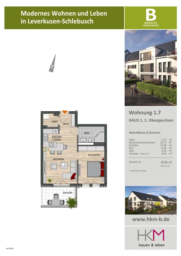 2 Zimmer Wohnung mit 55 m² in Leverkusen – Bild 2