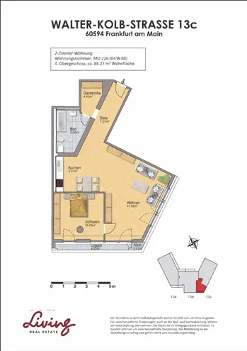 2 Zimmer Wohnung mit 86 m² in Frankfurt am Main – Bild 2