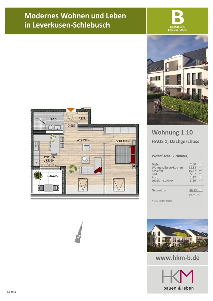 2 Zimmer Wohnung mit 57 m² in Leverkusen – Bild 2