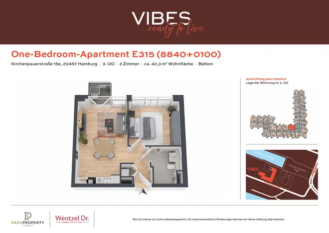 2 Zimmer Wohnung mit 42 m² in Hamburg – Bild 1