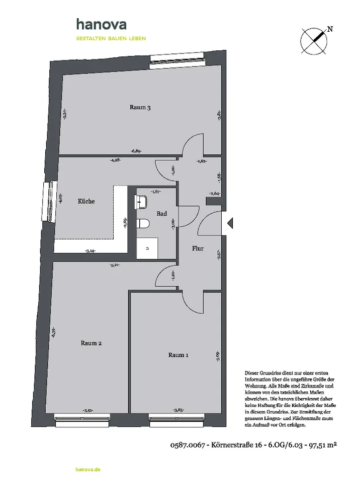 3 Zimmer Wohnung mit 98 m² in Hannover – Bild 3