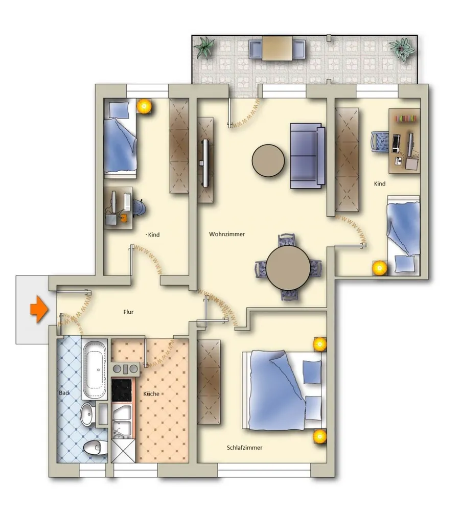 4 Zimmer Wohnung mit 72 m² in Freiberg – Bild 2