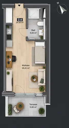 1 Zimmer Wohnung mit 25 m² in Augsburg – Bild 5