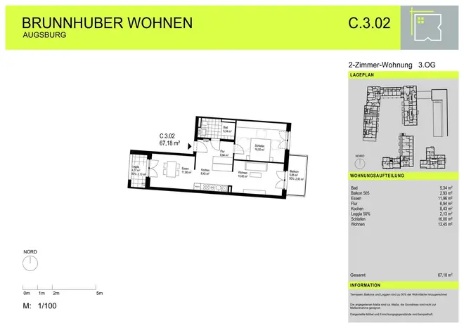 2 Zimmer Wohnung mit 67 m² in Augsburg – Bild 2