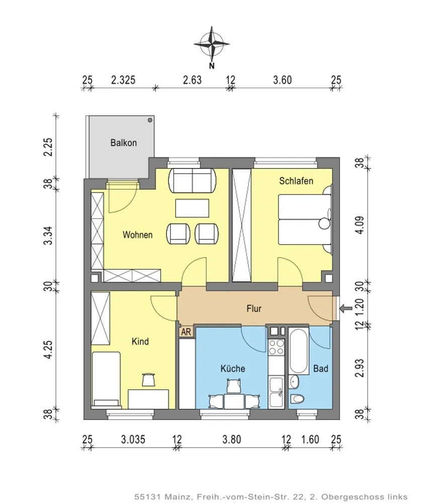 3 Zimmer Wohnung mit 70 m² in Mainz – Bild 2