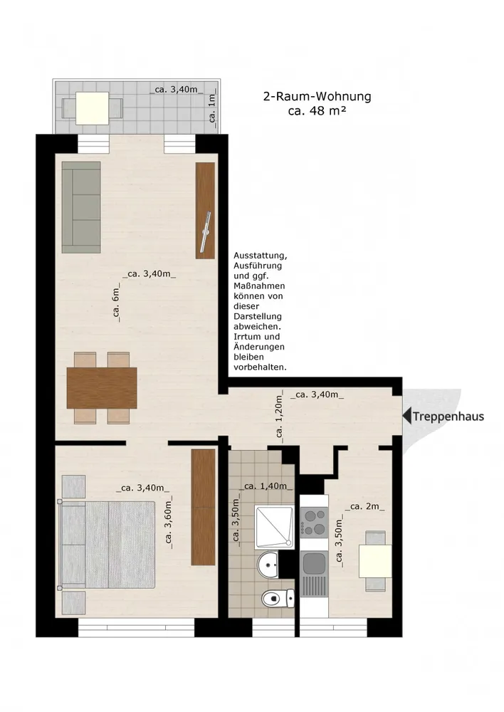 2 Zimmer Wohnung mit 50 m² in Dessau-Roßlau – Bild 2