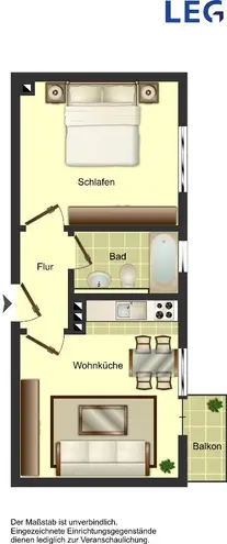2 Zimmer Wohnung mit 38 m² in Duisburg – Bild 2