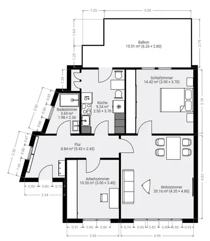 3 Zimmer Wohnung mit 70 m² in Bochum – Bild 3