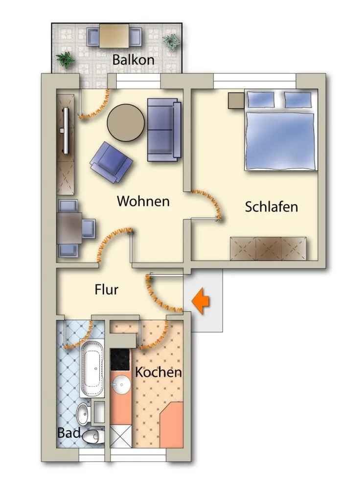 2 Zimmer Wohnung mit 49 m² in Freiberg – Bild 2