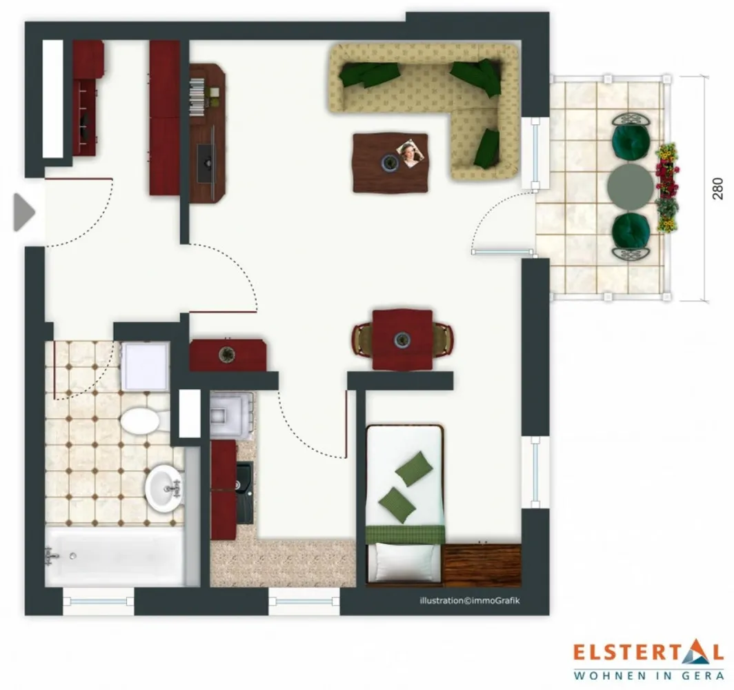 1 Zimmer Wohnung mit 40 m² in Gera – Bild 2