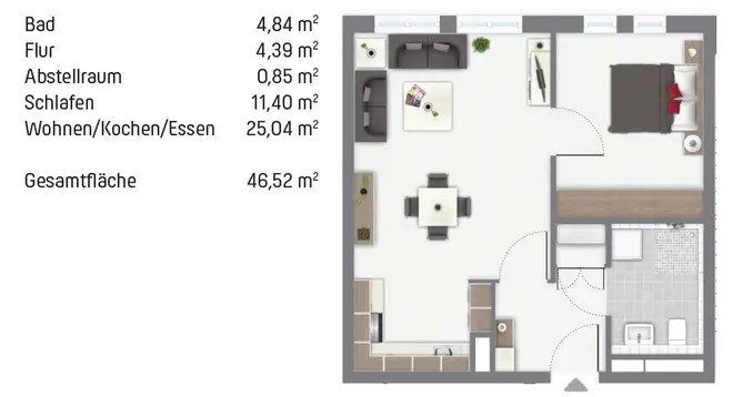 2 Zimmer Wohnung mit 47 m² in Bonn – Bild 1