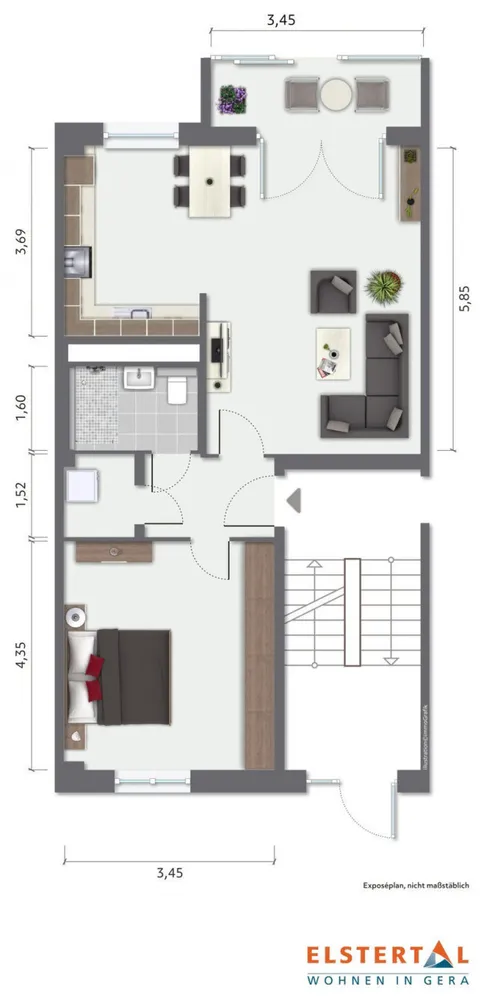 2 Zimmer Wohnung mit 55 m² in Gera – Bild 2