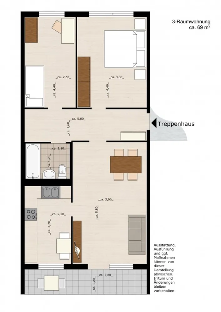 3 Zimmer Wohnung mit 69 m² in Dessau-Roßlau – Bild 2